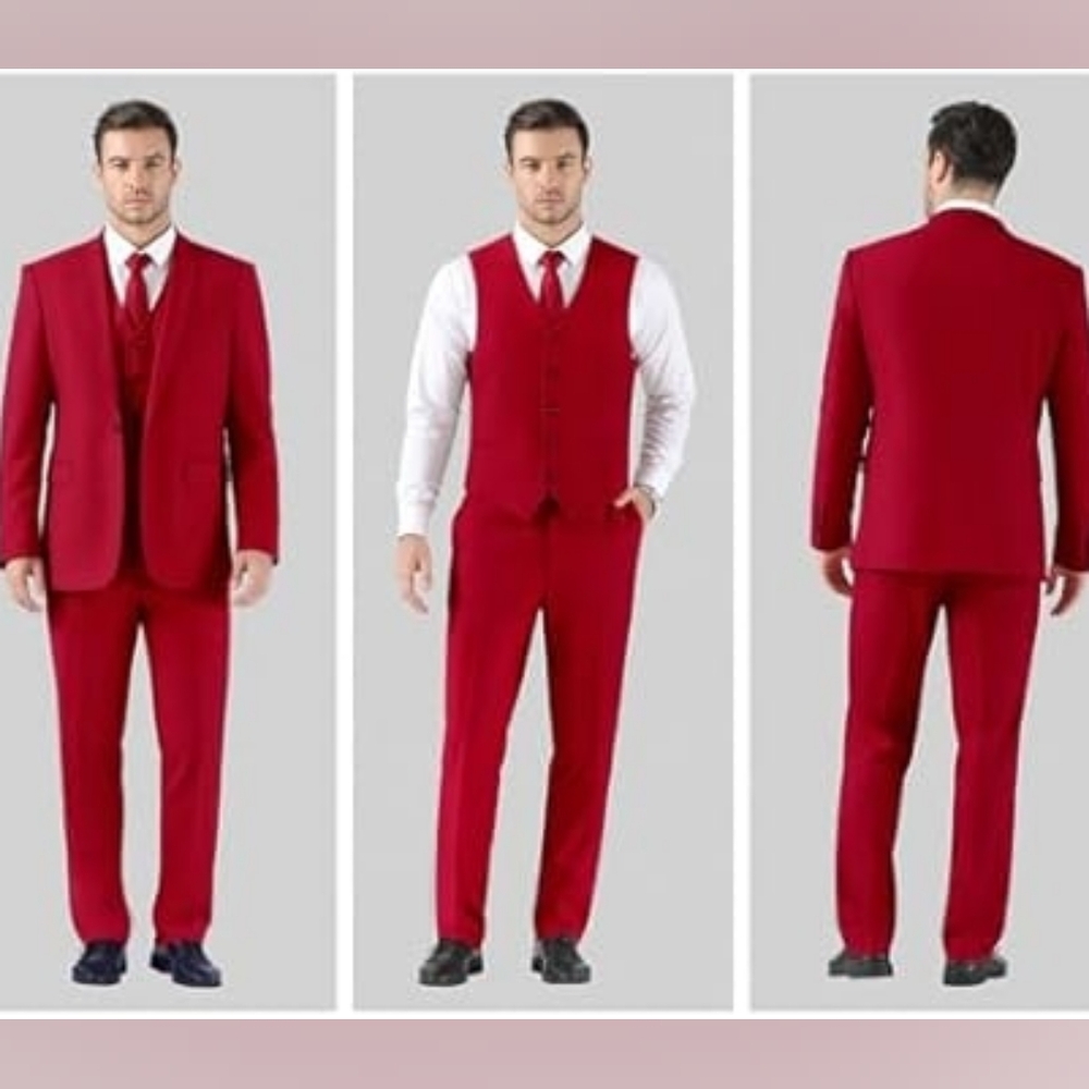 Men's Red Three-Piece Suit